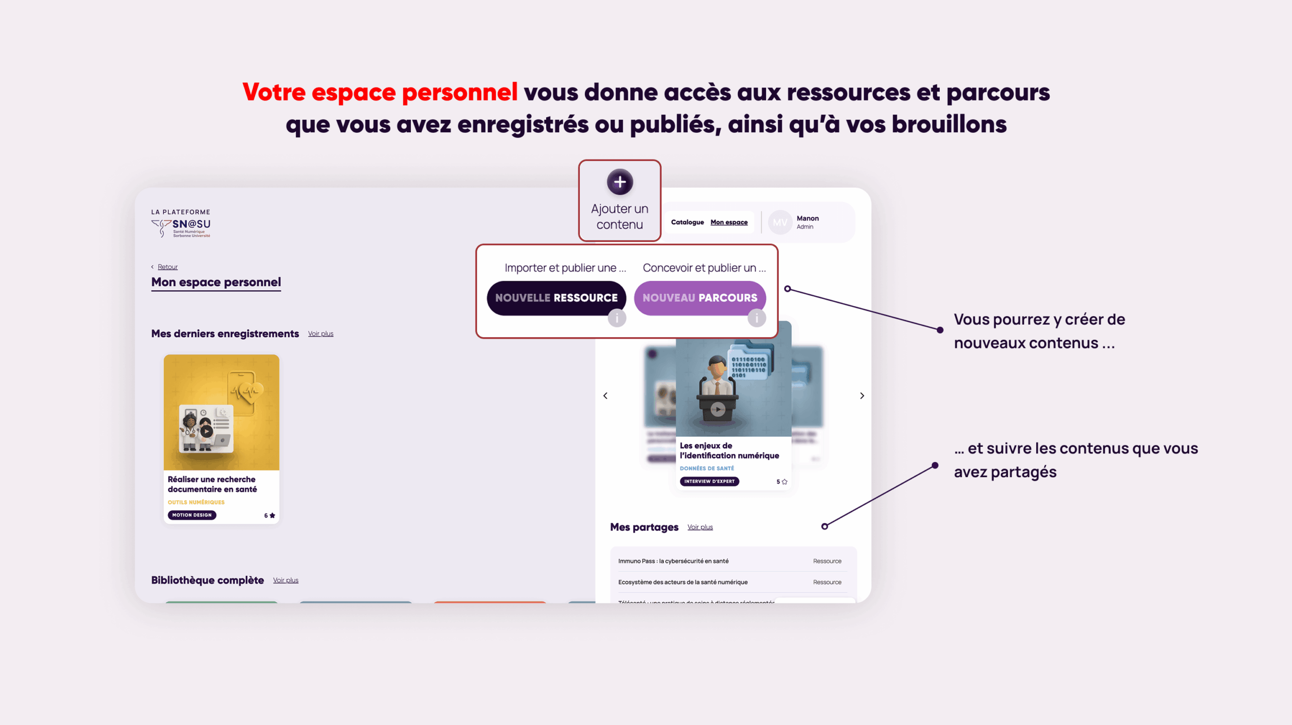 L'espace personnel